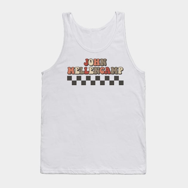 John Mellencamp Checkered Retro Groovy Style Tank Top by Time Travel Style